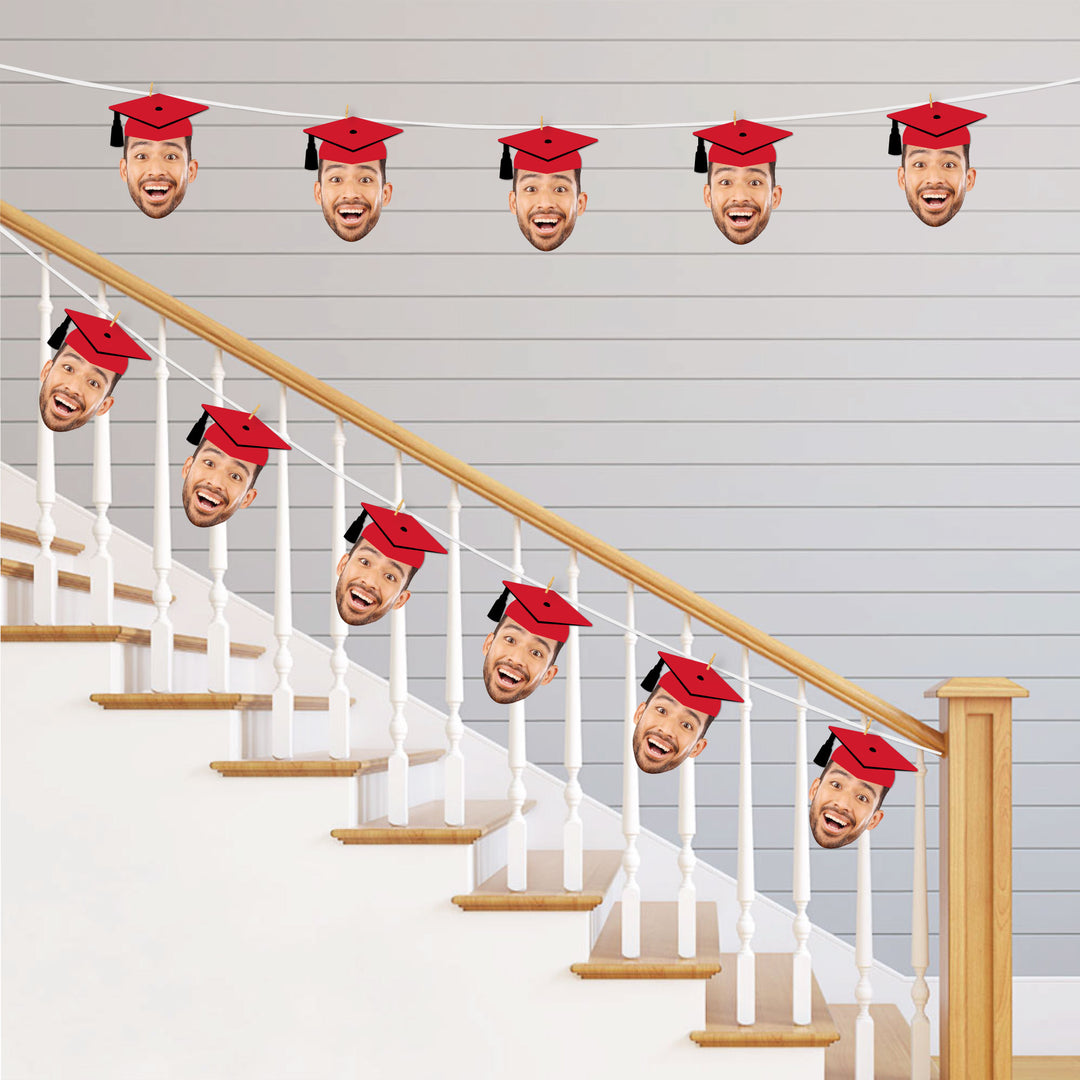 Custom Fun Face Red Grad Cap Essentials - 20 Ct