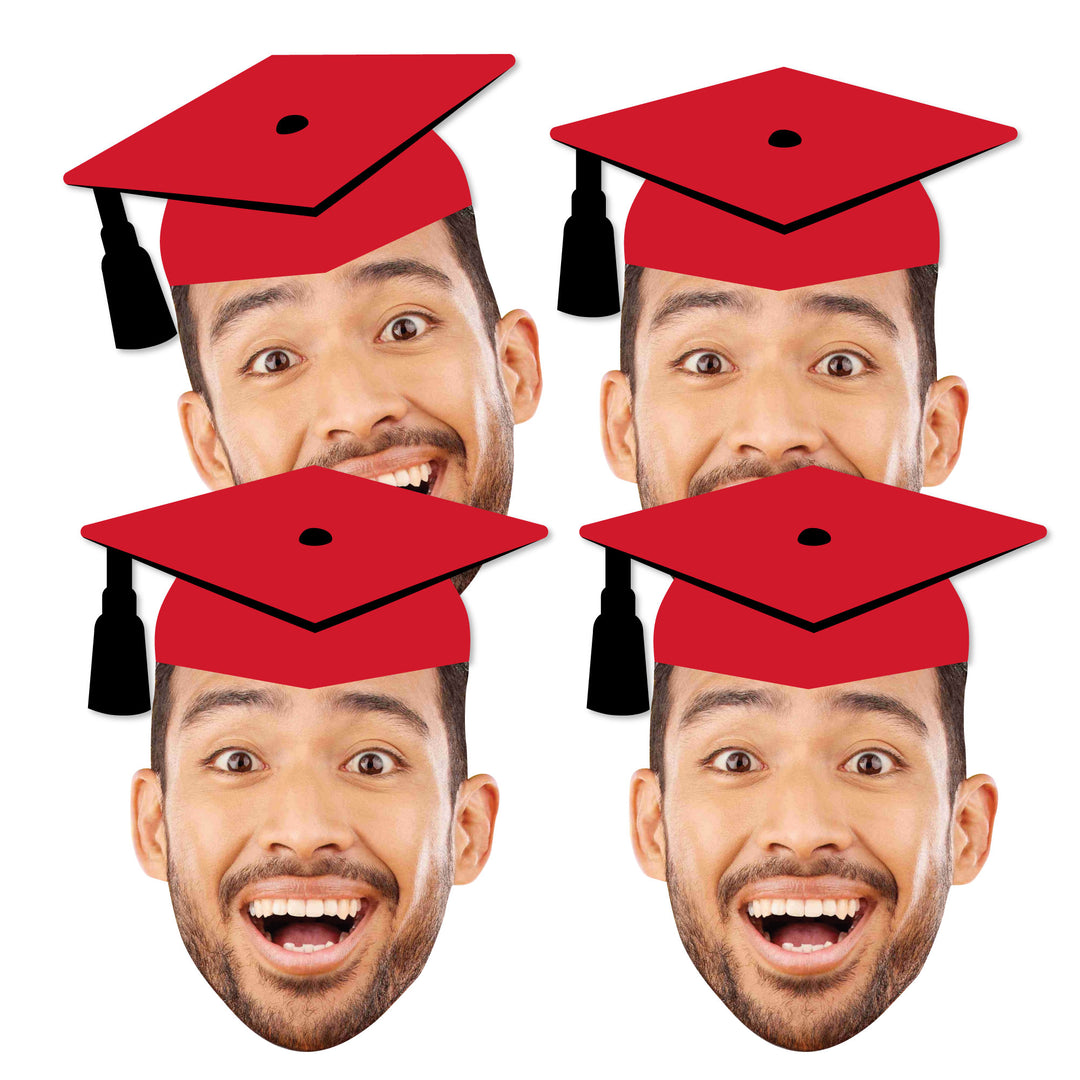 Custom Fun Face Red Grad Cap Essentials - 20 Ct