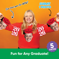 Set of five custom face cutouts and red 2026 number pieces