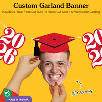 Graduation face cutout with cap and red Class of 2026 number
