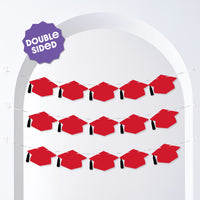 Red Grad Cap Garland Banner - 15 Pc