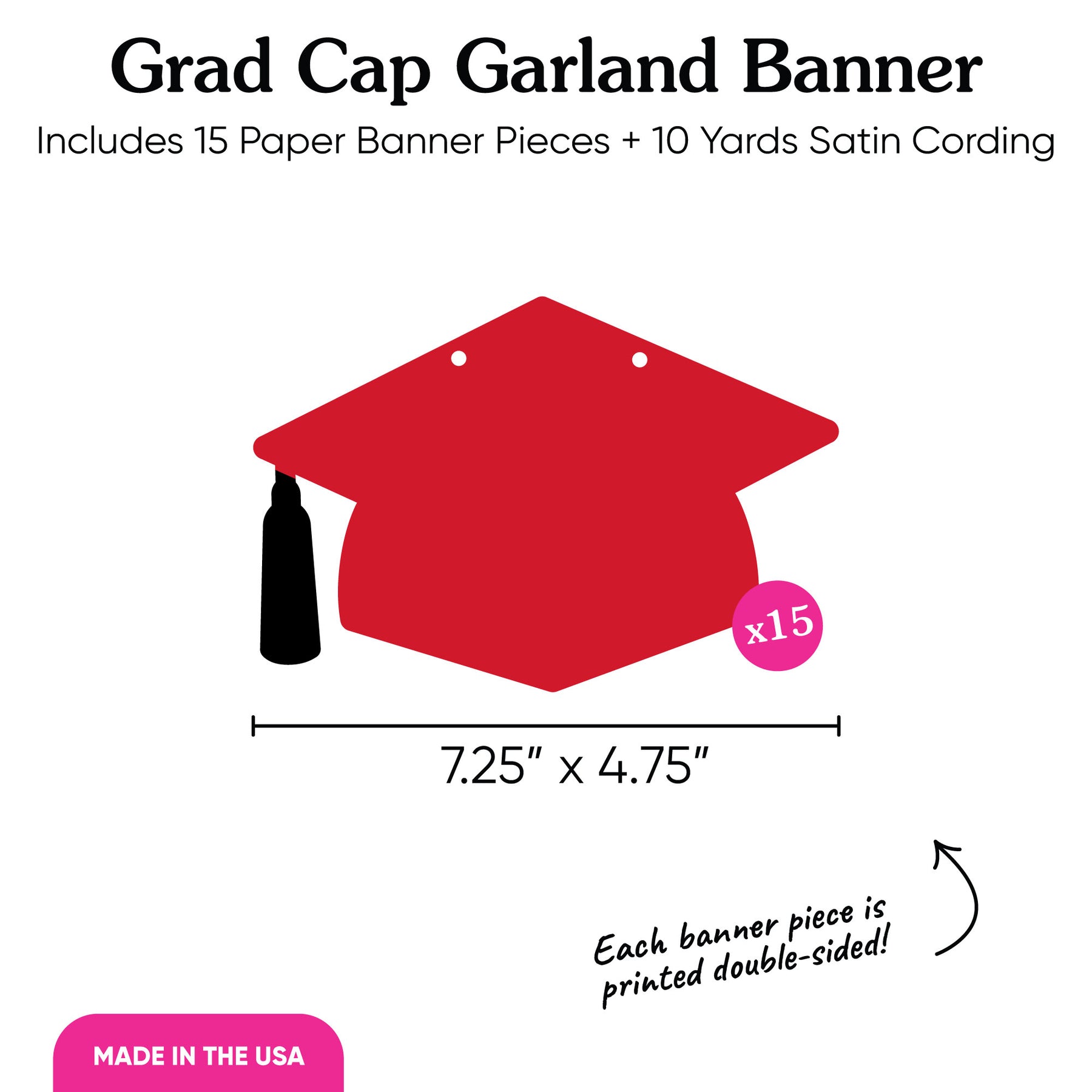 Red Graduation Cap Garland Banner Grad Party Decorations ...