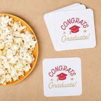 Red graduation coaster pulpboard detail