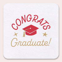 Red Graduation Drink Coasters 25ct square design
