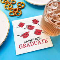 Red graduation napkin 3-ply paper detail