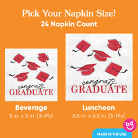 Red Graduation Party Napkins 24ct beverage or luncheon size