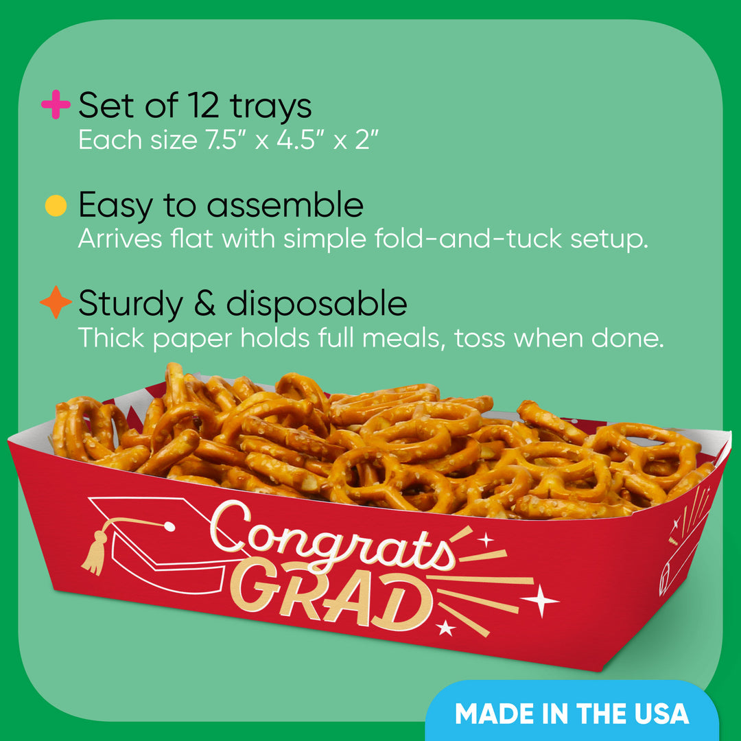 Red graduation tray interior detail