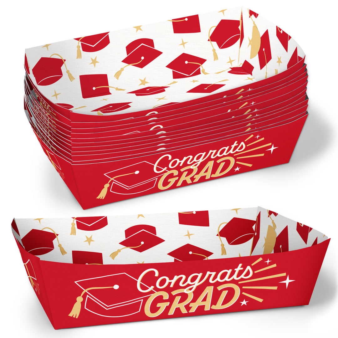 Graduation Paper Food Trays - 12 Ct