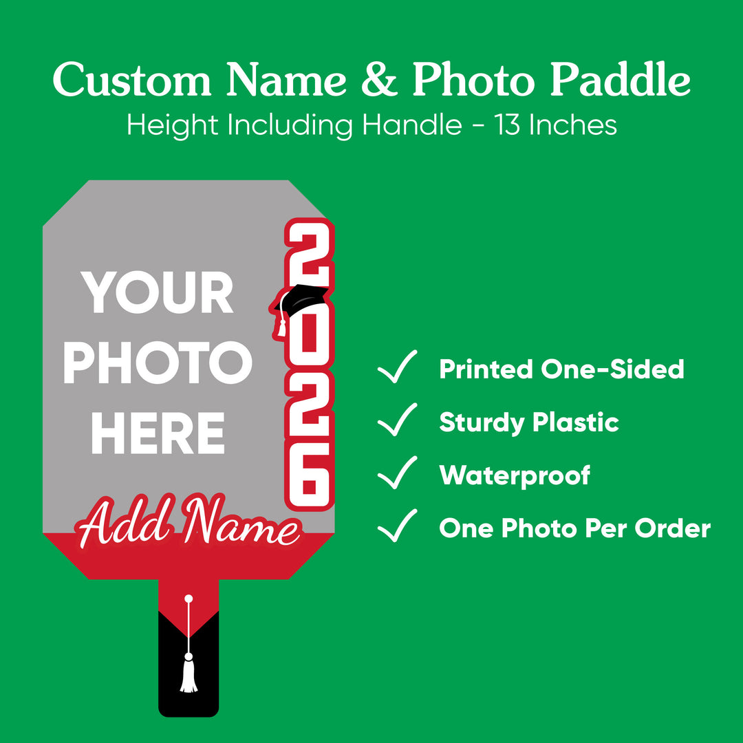 Custom Grad Red Photo Paddle 1, 3, 6, or 12 Pc