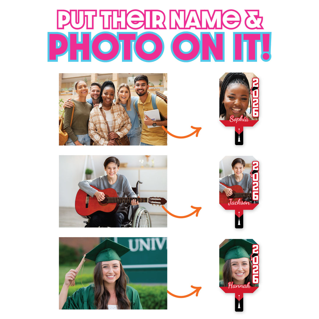 Custom Grad Red Photo Paddle 1, 3, 6, or 12 Pc