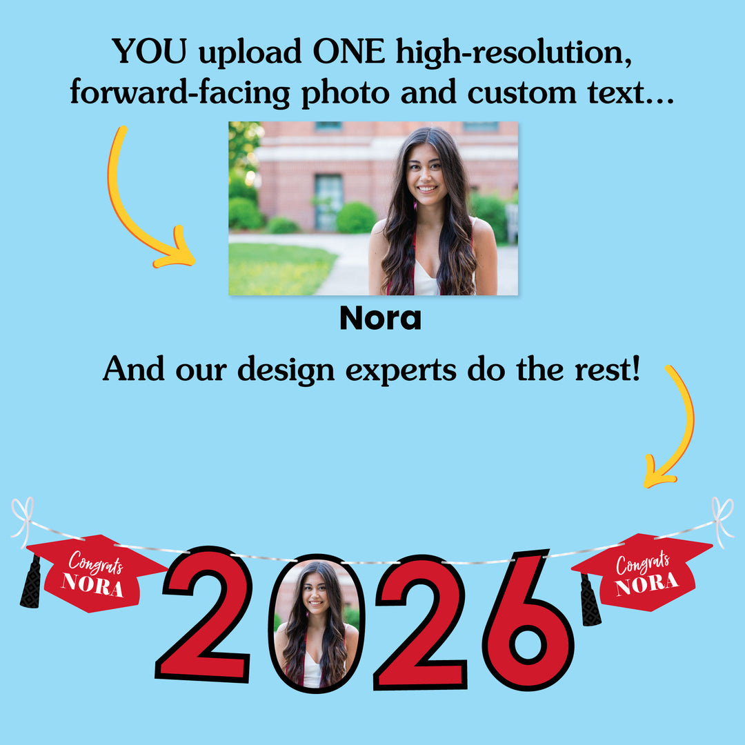 Custom Photo Red Grad Letter Banner