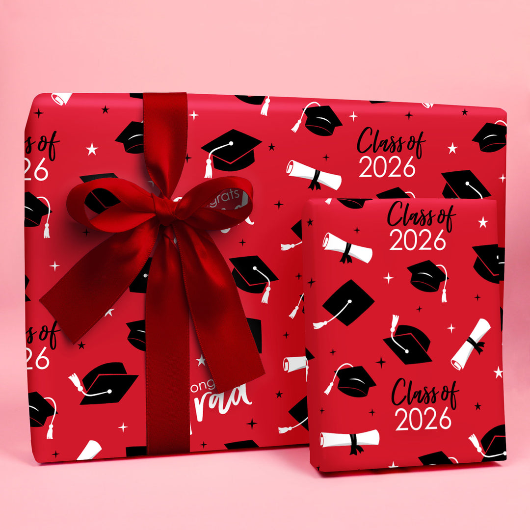 Red Graduation Wrapping Paper, Class of 2026