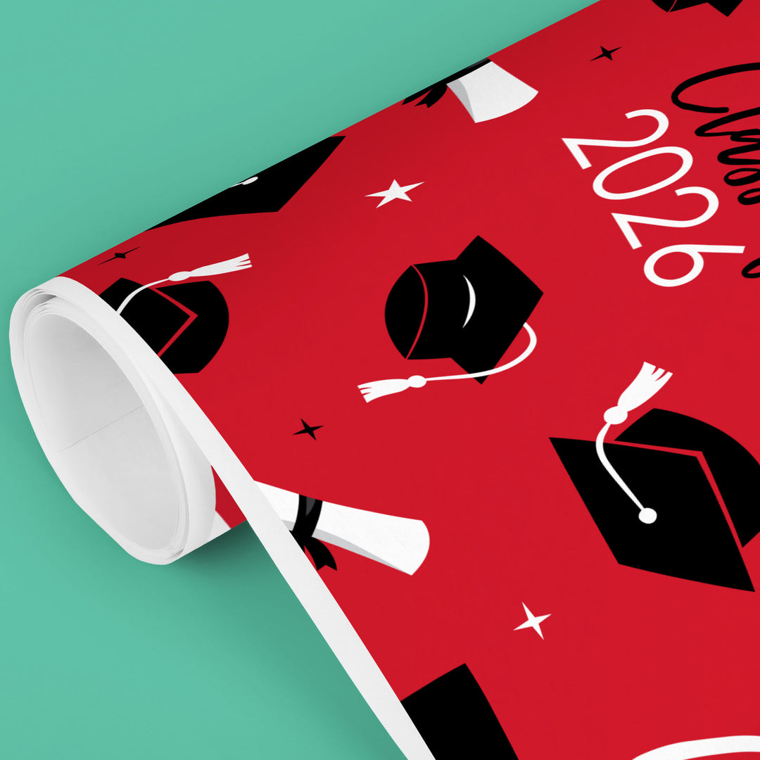 Red Graduation Wrapping Paper, Class of 2026