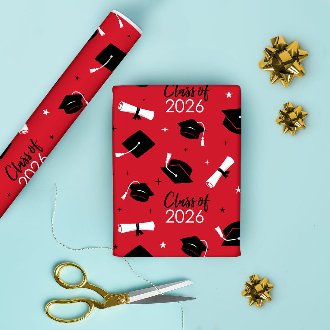 Red Graduation Wrapping Paper, Class of 2026