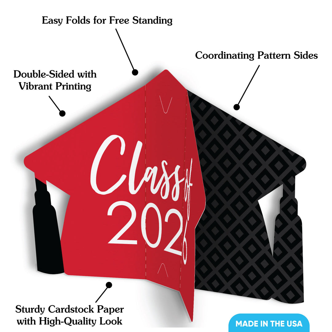Red Graduation 3D Centerpieces - 8 Ct