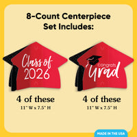 Red Graduation 3D Centerpieces - 8 Ct