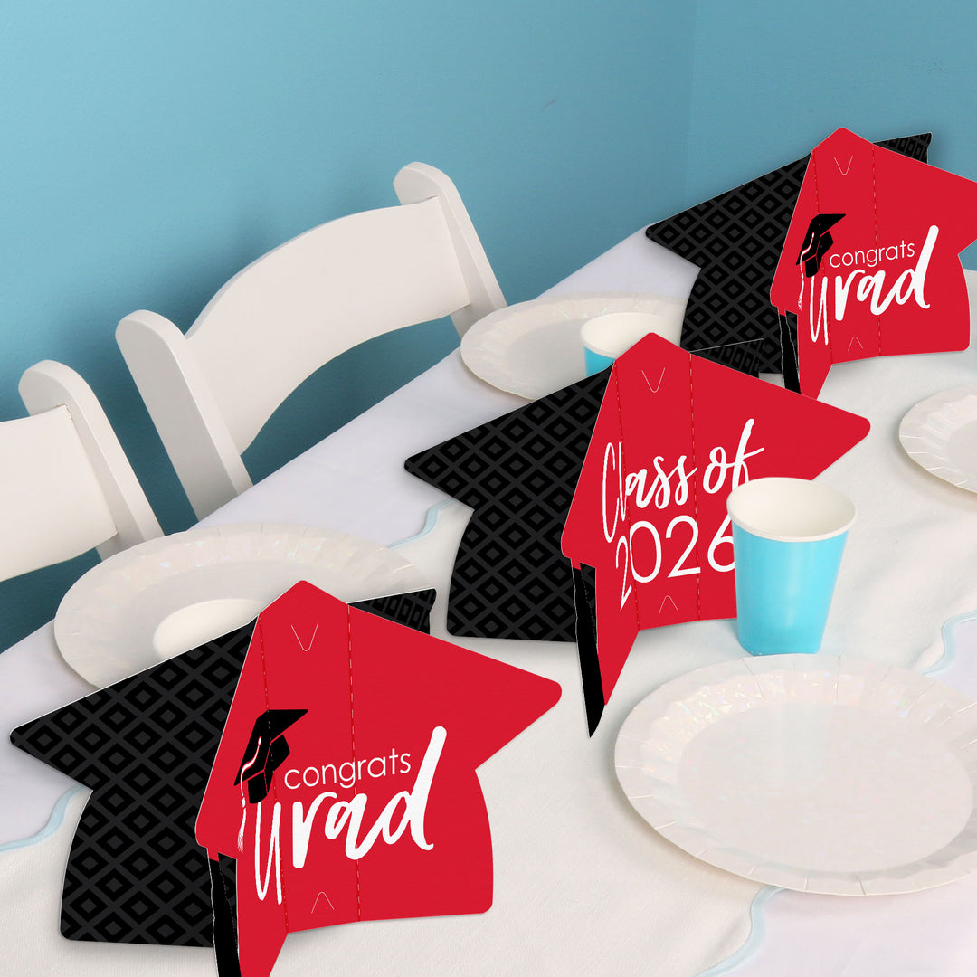 Red Graduation 3D Centerpieces - 8 Ct