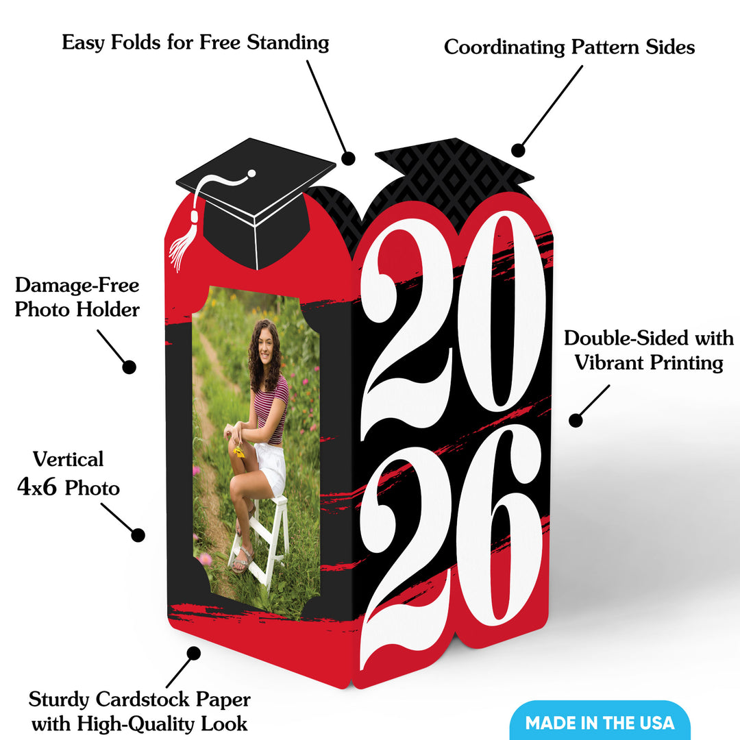Red Graduation Photo Centerpieces - 8 Ct