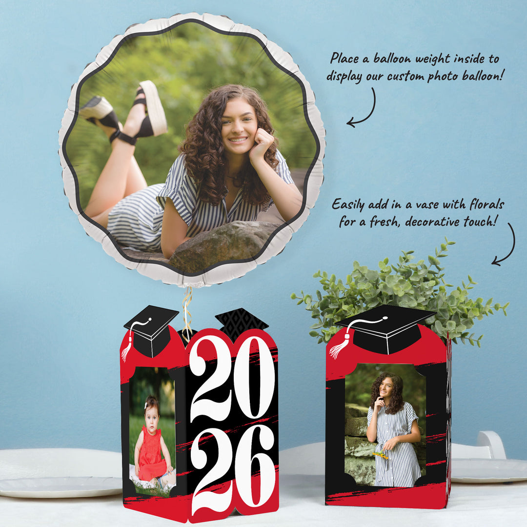 Red Graduation Photo Centerpieces - 8 Ct