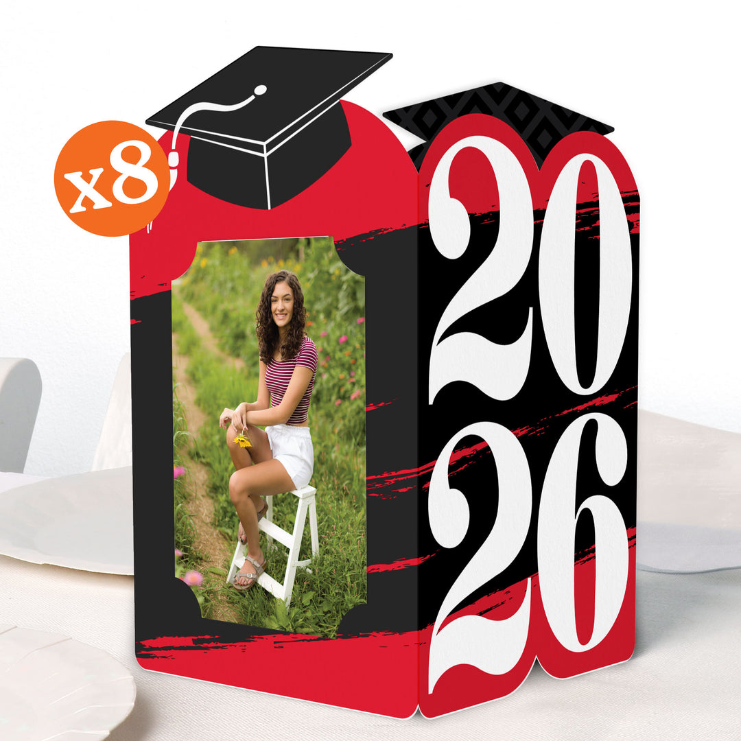 Red Graduation Photo Centerpieces - 8 Ct