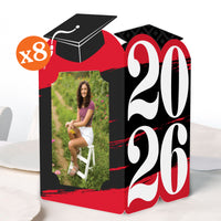 Red Graduation Photo Centerpieces - 8 Ct