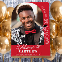 Custom Photo Grad Welcome Sign Red