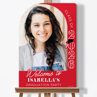 Custom Photo Grad Welcome Sign Red