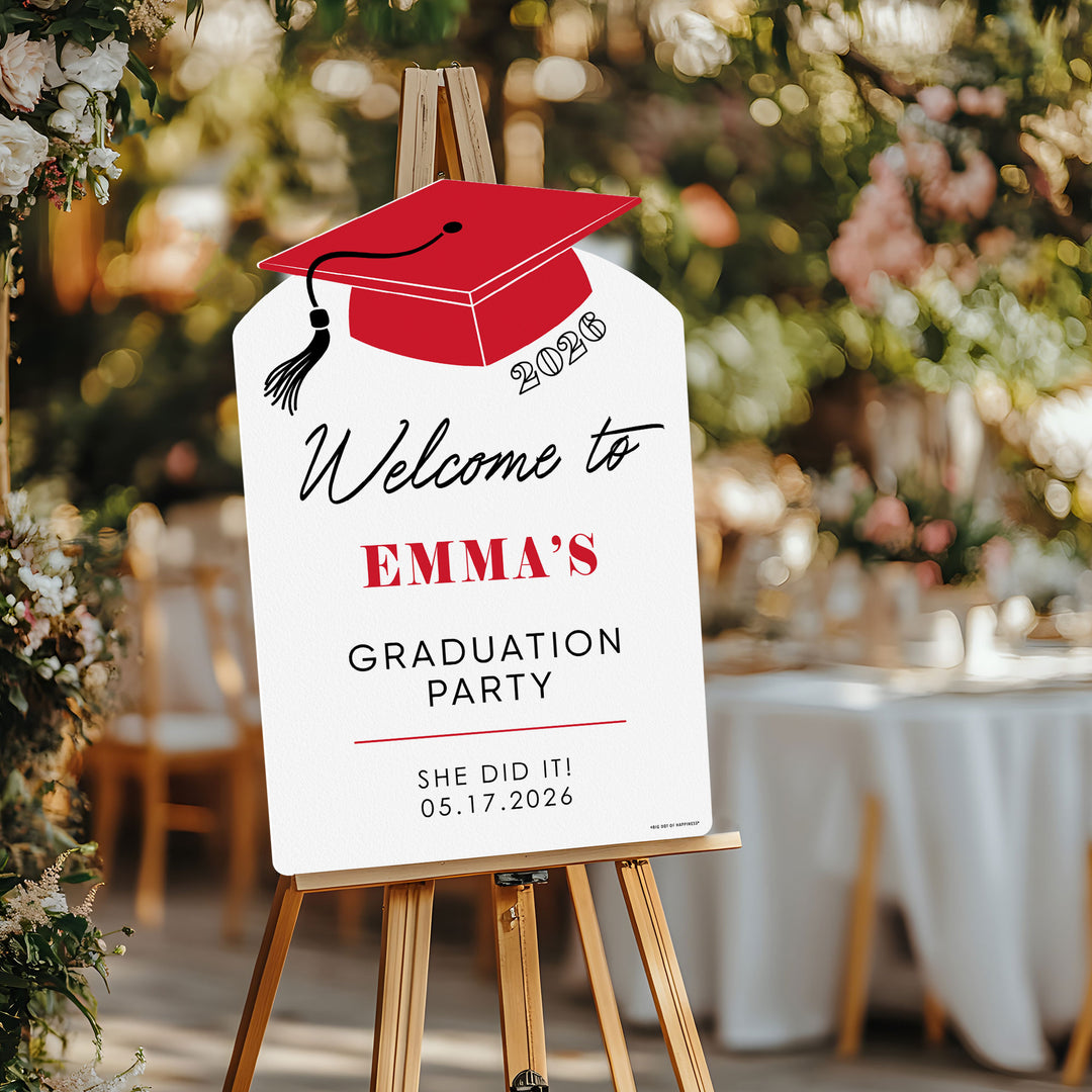 Personalized Text Red Graduation Welcome Sign (Select Your Size)