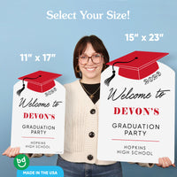 Personalized Text Red Graduation Welcome Sign (Select Your Size)