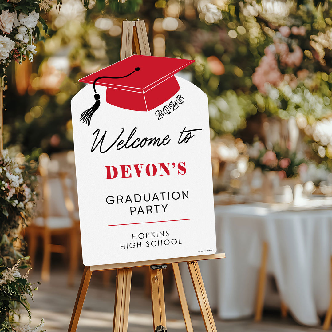 Personalized Text Red Graduation Welcome Sign (Select Your Size)