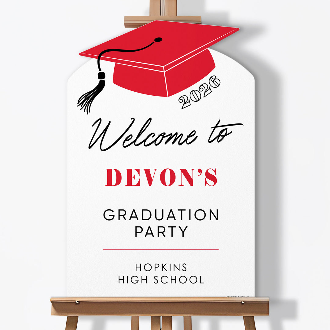 Personalized Text Red Graduation Welcome Sign (Select Your Size)