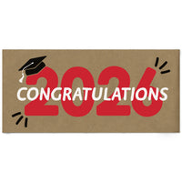 Red Class of 2026 graduation kraft paper banner decor