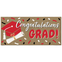 Red graduation kraft paper banner pre-printed party decor