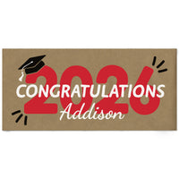 Red Class of 2026 graduation kraft paper banner decor