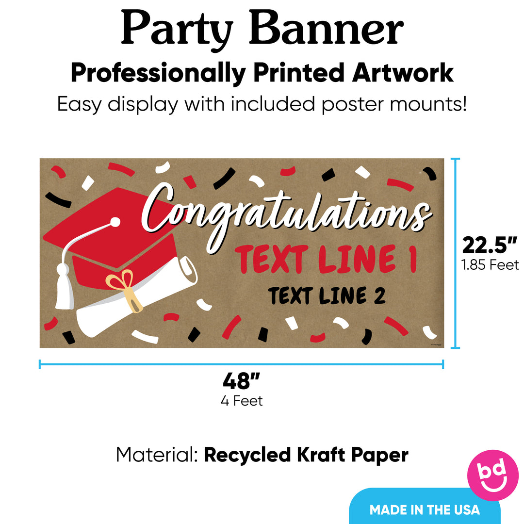 Red graduation banner rolled with poster mounts