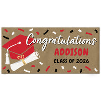 Red graduation kraft paper banner personalized name decor