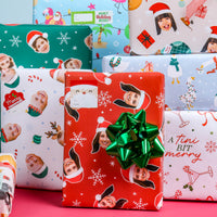 Custom Face Wrapping Paper - Santa Claus on Red