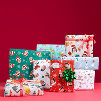 Custom Face Wrapping Paper - Santa, Reindeer and Elf Hats
