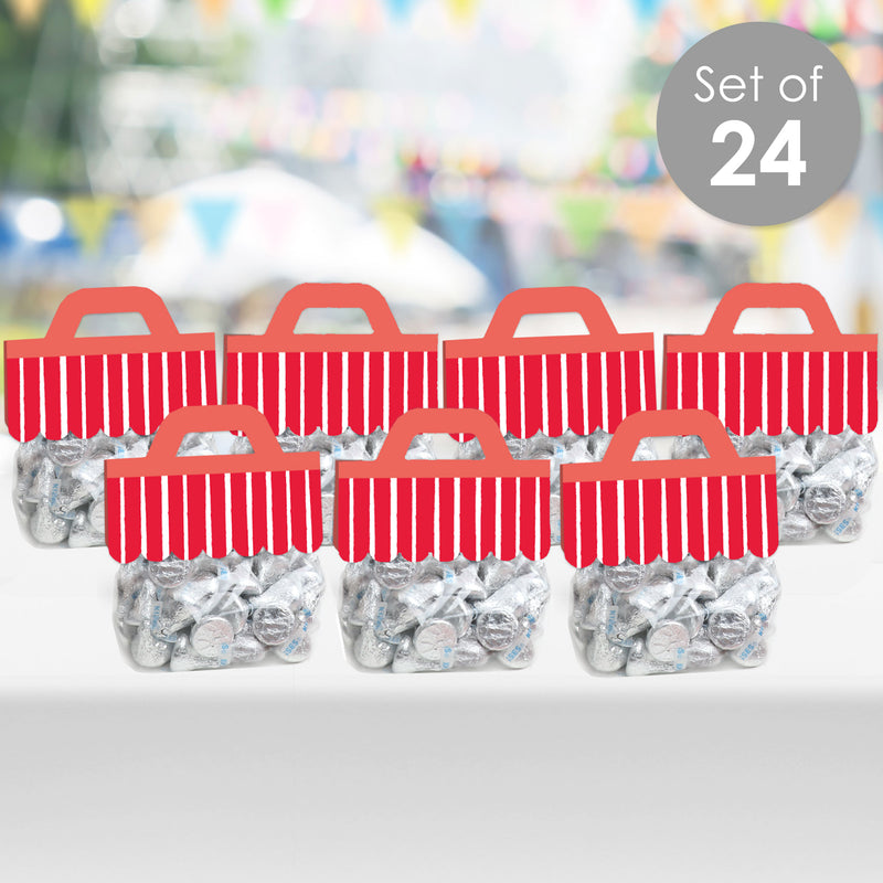 Red Stripes - DIY Simple Party Clear Goodie Favor Bag Labels - Candy Bags with Toppers - Set of 24