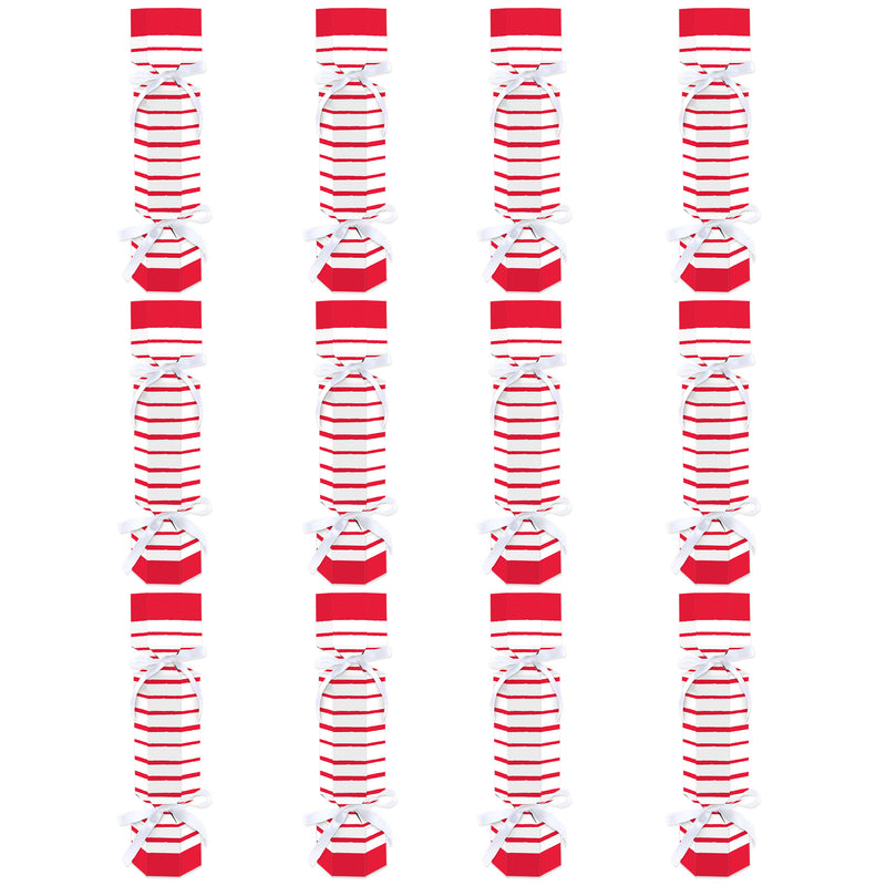 Red Stripes - No Snap Simple Party Table Favors - DIY Cracker Boxes - Set of 12