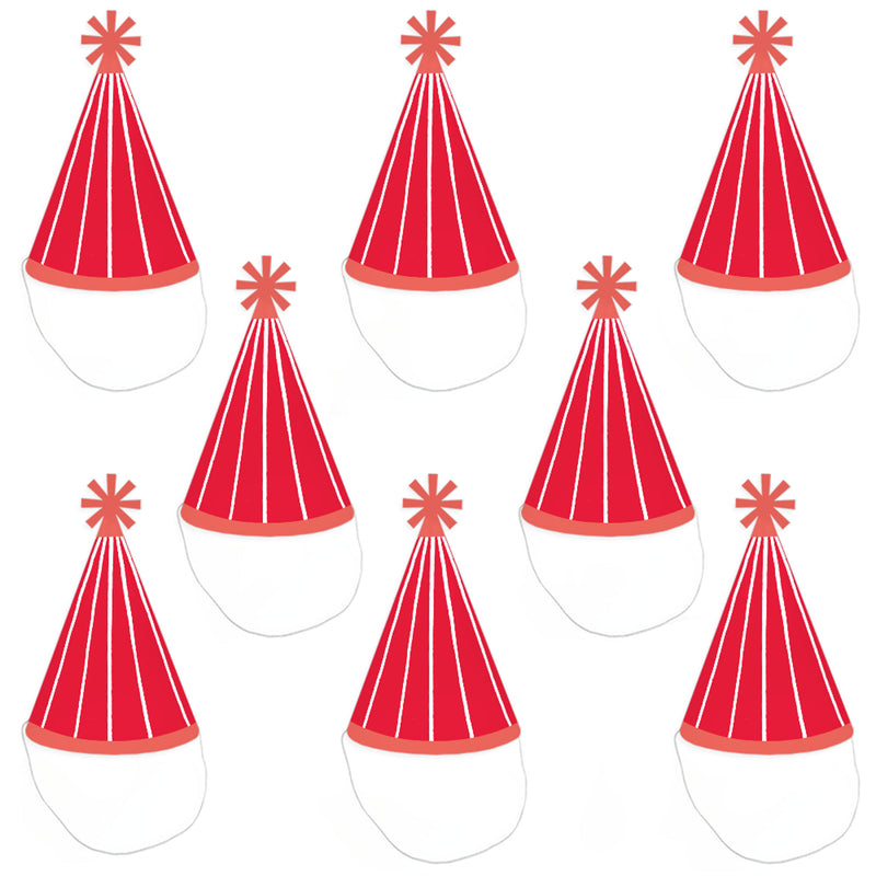 Red Stripes - Cone Happy Birthday Party Hats for Kids and Adults - Set of 8 (Standard Size)