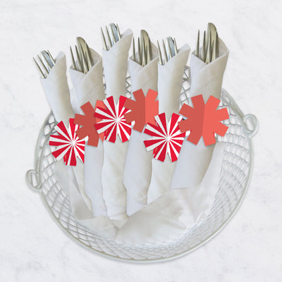 Red Stripes - Simple Party Paper Napkin Holder - Napkin Rings - Set of 24