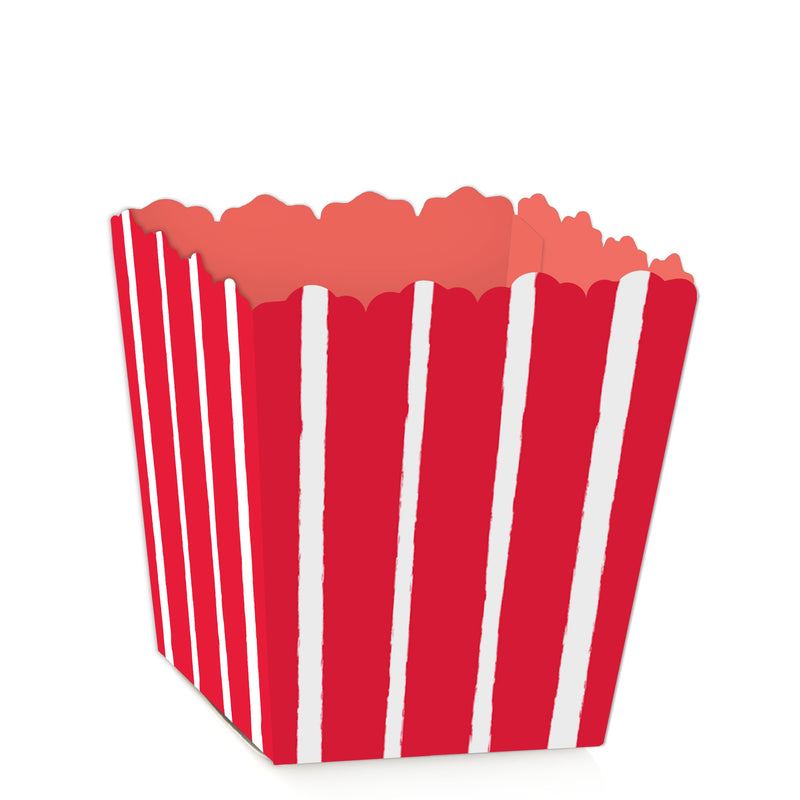 Red Stripes - Party Mini Favor Boxes - Simple Party Treat Candy Boxes - Set of 12