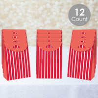 Red Stripes - Simple Gift Favor Bags - Party Goodie Boxes - Set of 12