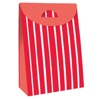 Red Stripes - Simple Gift Favor Bags - Party Goodie Boxes - Set of 12