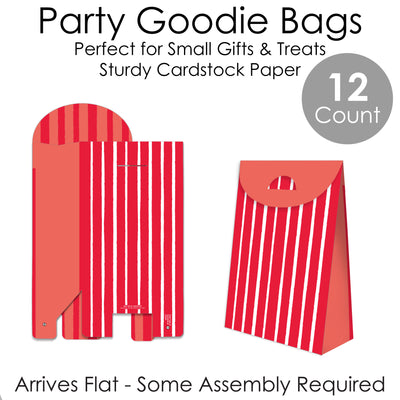 Red Stripes - Simple Gift Favor Bags - Party Goodie Boxes - Set of 12