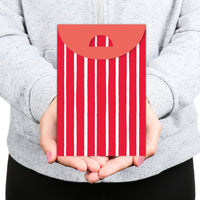 Red Stripes - Simple Gift Favor Bags - Party Goodie Boxes - Set of 12