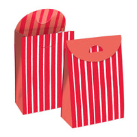 Red Stripes - Simple Gift Favor Bags - Party Goodie Boxes - Set of 12