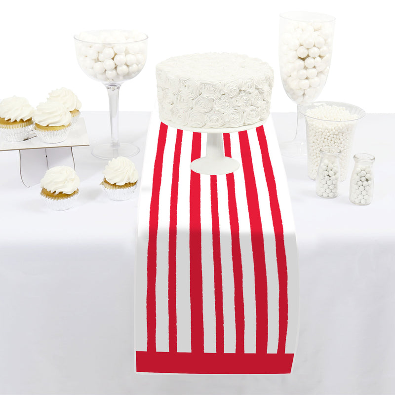 Red Stripes - Petite Simple Party Paper Table Runner - 12 x 60 inches