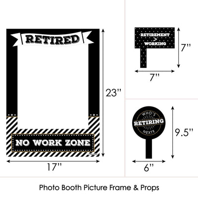 Happy Retirement - Retirement Party Selfie Photo Booth Picture Frame & Props - Printed on Sturdy Material